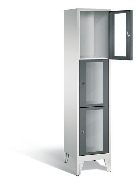C+P lockerkast Classic, H1850xB420xD500mm, kleur: lichtgrijs / antracietgrijs, 8010A123 S10020