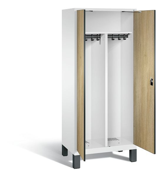 C+P zwart wit kastje Evolo, H1850xW810xD500mm, kleur: verkeerswit / decor eiken Sereno, 48012-22 S10084