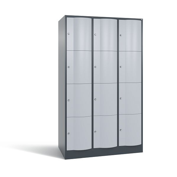 C+P XL-Schließfachschrank Resisto, 12 Fächer, H1950B1148T640mm, Anthrazit/Weißalu, 8470-373 S10012