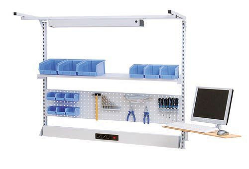 Bedrunka + Hirth meerwandige opbouw breedte 1500 met bovenframe, 1x energiegoot, 1x geperforeerde wand, 1x legplank, 1500 x 750 x 1250 mm, 03.900.15.14