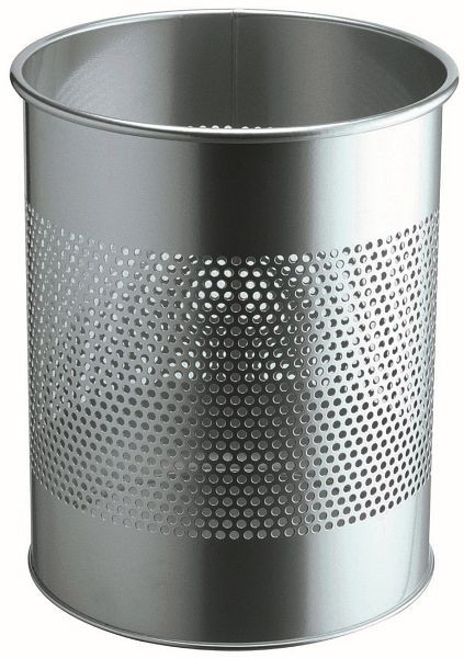 DURABLE prullenbak metaal rond 15, geperforeerd, 165mm, zilver, 331023