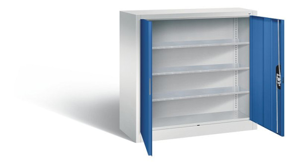 C+P tijdschriftenkast serie 13, H1000xB1000xD420mm, kleur: lichtgrijs/gentiaanblauw, verzonken handgreep, 133944-21 S10037