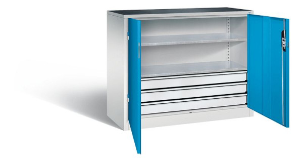 C+P gereedschapskast Acurado, H1000xB1200xD500mm, kleur: lichtgrijs/lichtblauw, verzonken handgreep, 8831-5035 S10152
