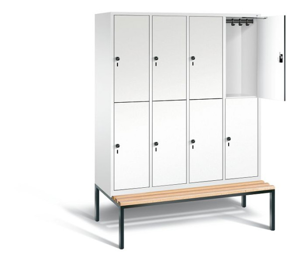 C+P locker dubbeldekker Evolo, H2090xB1590xD810mm, kleur: verkeerswit / decor wit, 48350-42 S10262