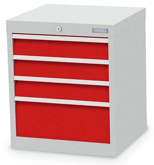 Bedrunka + Hirth ladekast, diepte 500 mm, R 18-16, aantal laden: 4, 530 x 500 x 619 mm, paneelhoogte in mm: 3x100, 1x200 mm, 46.301-75