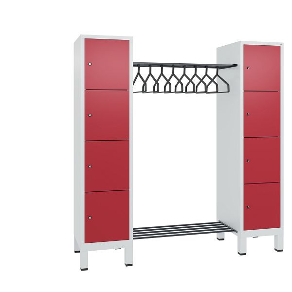 C+P Garderobe Evolo, 8 Fächer, H1850xB1790xT500 mm, Lichtgrau/Rubinrot, 48408-02 S10081