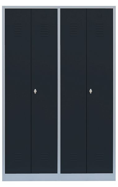 Lüllmann stalen kledingkast/garderobe, 1800 x 1170 x 500 mm, lichtgrijs/antracietgrijs, 510448