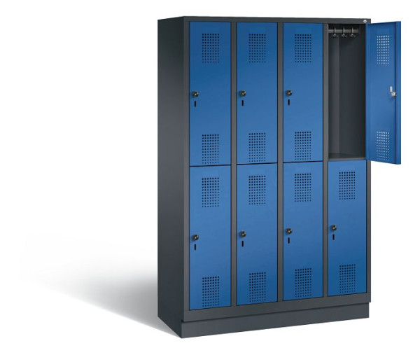 C+P locker dubbeldekker Evolo, H1800xW1190xD500mm, kleur: zwartgrijs / gentiaanblauw, 48320-40 S10321