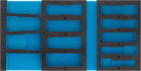 Hazet 2-componenten zacht schuim inleg, voor 163-459/15 Afmetingen / lengte: 342 mm x 172 mm Organisatiesysteem maat: 1/3 (342 x 172 mm), 163-459L