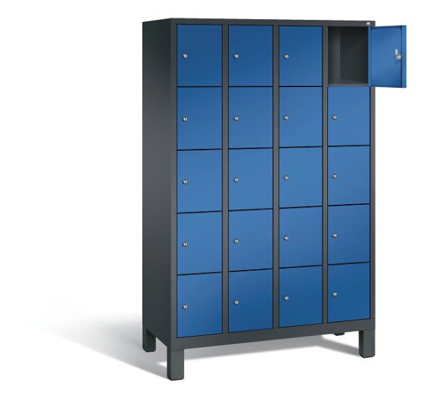 C+P lockerkast Evolo, H1850xB1190xD500mm, kleur: zwartgrijs / gentiaanblauw, 48010-405 S10206