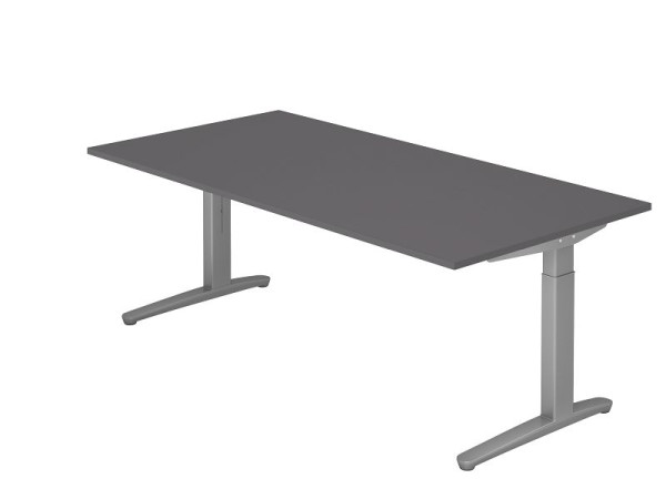Hammerbacher bureau C-poot 200x100cm grafiet/zilver, rechthoekige vorm, VXB2E/G/SS