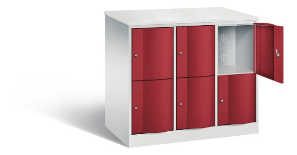 C+P XL lockerkast Resisto, H1077xB1148xD640mm, kleur: lichtgrijs/robijnrood, 8472-373 S10073