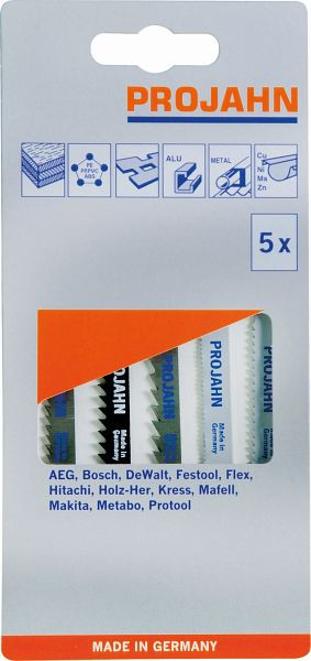 Projahn assortiment decoupeerzaagbladen 5 stuks allround inhoud 1 stuk per stuk: 63122, 63101, 63124, 63201, 63202, 63008