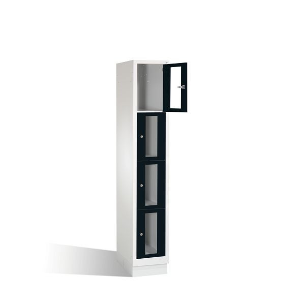 C+P lockerkast Classic, H1800xB320xD500mm, kleur: lichtgrijs / zwartgrijs, 8020A104 S10005