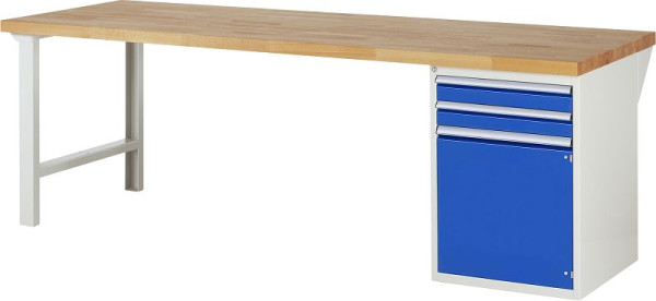 RAU werkbank serie 7000 - model 7503-1, B2500 x D900 x H890 mm, systeemonderstel B2500 x D850 x H850 mm, voorzien van 2 laden en 1 deur, 03-7503A1-259B4M.11