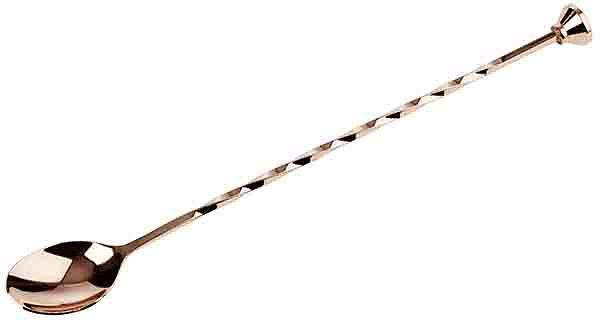 APS barlepel, lengte 27 cm, RVS, koperlook, met conische stamper aan het hoofdeinde, met gedraaid handvat, 93034