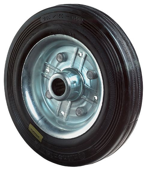 BS Rollen rubberen wiel, breedte 30 mm, Ø80 mm, tot 65 kg, loopvlak rubber zwart antistatisch, rollager, VE 8 stuks, B58.080