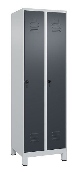 C+P luierkluis Classic PLUS met middenwand, voeten, 2 vakken, 1950x600x500mm, 7035/7016, veiligheidsdraaigrendel, 080010-20F S10008
