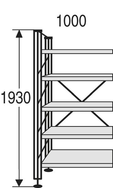 Kerkmann bibliotheekplank Libra, B 1000 x D 250 x H 1930 mm, lichtgrijs, 52141011
