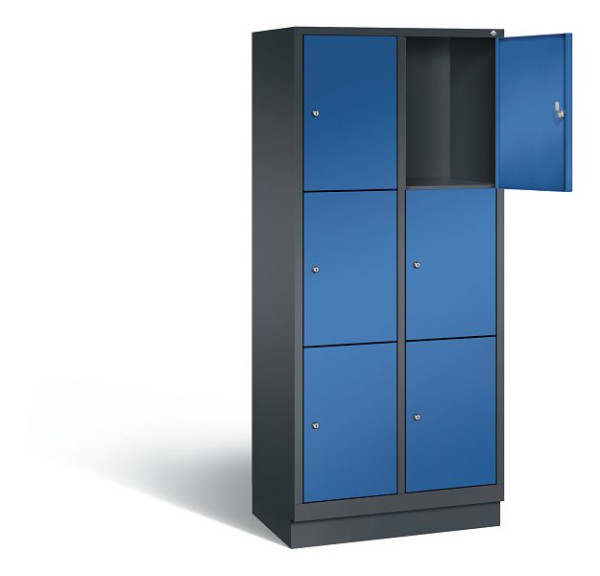 C+P lockerkast Evolo, H1800xW810xD500mm, kleur: zwartgrijs / gentiaanblauw, 48020-223 S10023