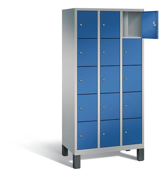 C+P lockerkast Evolo, H1850xB900xD500mm, kleur: wit aluminium / gentiaanblauw, 48010-305 S10178