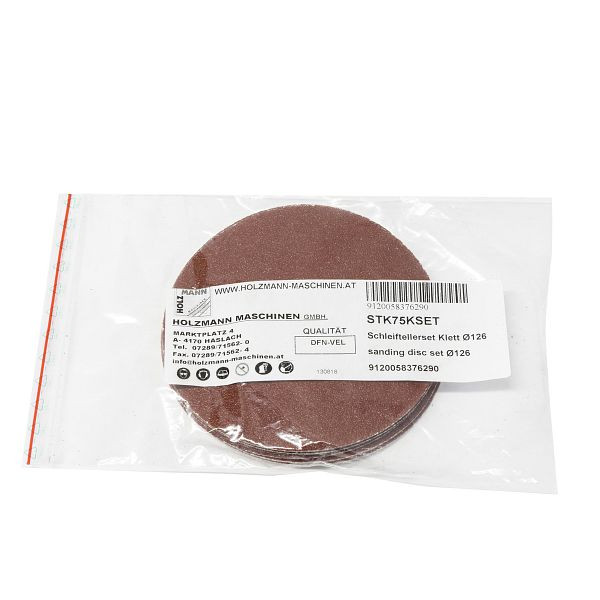 Holzmann schuurplatenset Velcro Ø126, STK75KSET
