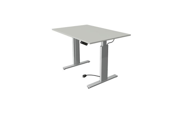 Kerkmann zit/sta tafel Move 3 zilver, B 1200 x D 800 mm, elektrisch in hoogte verstelbaar van 720-1200 mm, lichtgrijs, 10231611