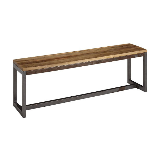 Wohnling eetkamerbank 120 x 46 x 45 cm mango massief hout / metalen houten bank vintage, WL6.143