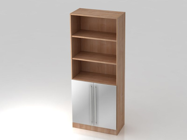 Hammerbacher kast 5OH, 2 deuren onder plintpaneel, relinggreep walnoot/zilver, 80x42x200,4 cm (BxDxH), V7700/N/S/RE
