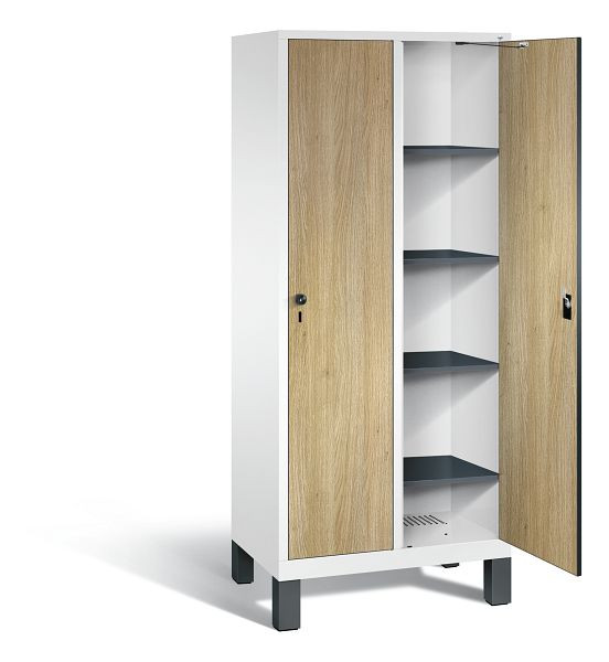 C+P washok Evolo, H1850xW810xD500mm, kleur: verkeerswit / decor eiken Sereno, 48010-22B S10027