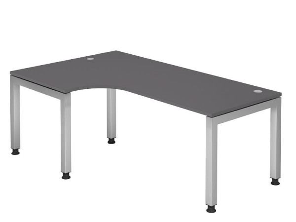 Hammerbacher hoektafel U-voet vierkant 200x120cm 90° grafiet, zwevende plaat, VJS82/G/S