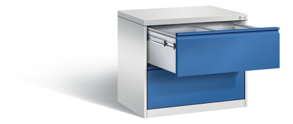 C+P hangmappenkast Acurado, H733xW787xD590mm, kleur: lichtgrijs / gentiaanblauw, handgreep, 12912-312 S10044