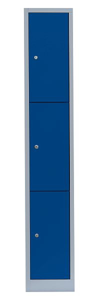 Lüllmann stalen compartimentenkast, 1800 x 315 x 500 mm, lichtgrijs/gentiaanblauw, 520311