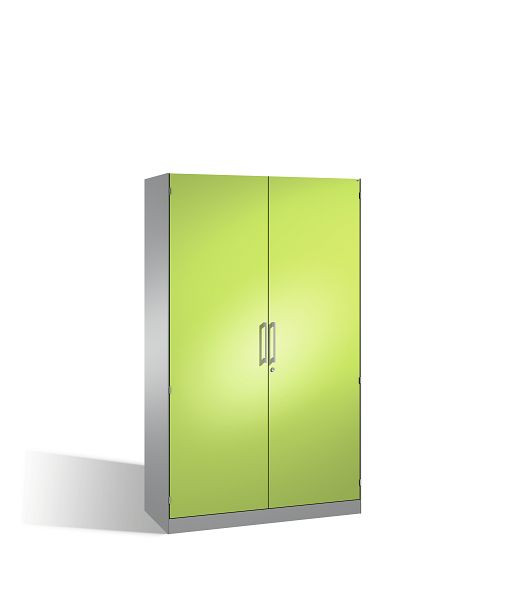 C+P vleugeldeurkast Asisto, H1980xB1200xD435mm, kleur: wit aluminium / virid green, beugelgreep, 5 niveaus, 141001-000 S10179