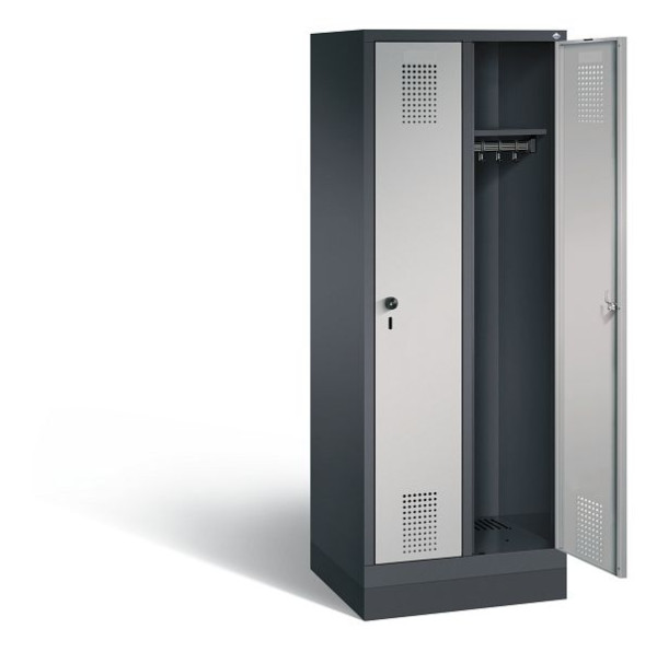C+P schoolkluis Evolo, H1600xB610xD500mm, kleur: zwart-grijs/wit aluminium, 480206-20 S10064