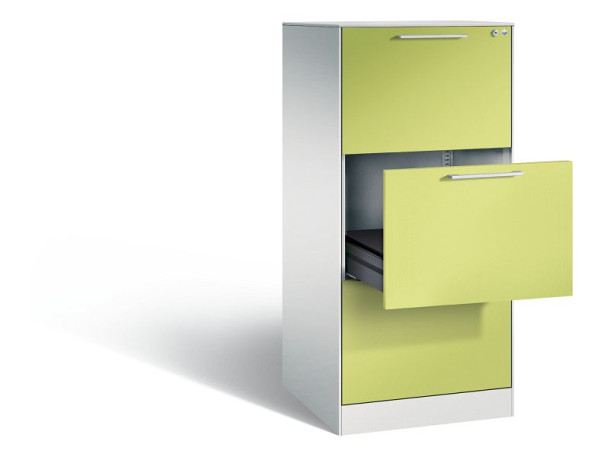 C+P archiefkast Asisto, H1310xB562xD600mm, kleur: lichtgrijs / virid groen, beugelgreep, 146224-322 S10058