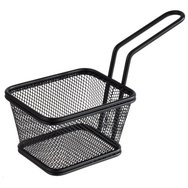 APS serveerfrituurmand, 10 x 8,5 x 6,5 cm, RVS, zwart, handvat: 9 cm, -SNACKHOLDER-, 40626