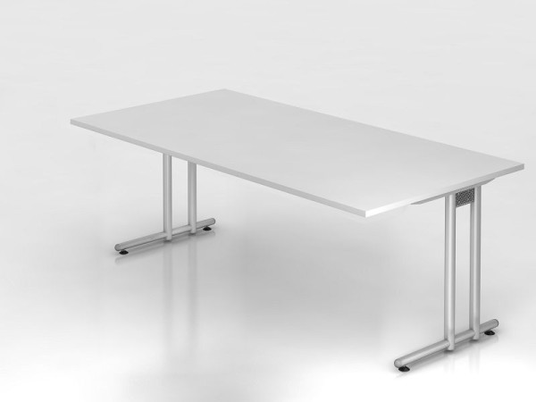 Hammerbacher bureau C-poot 200x100cm wit/zilver, werkhoogte 72 cm, VNS2E/W/S