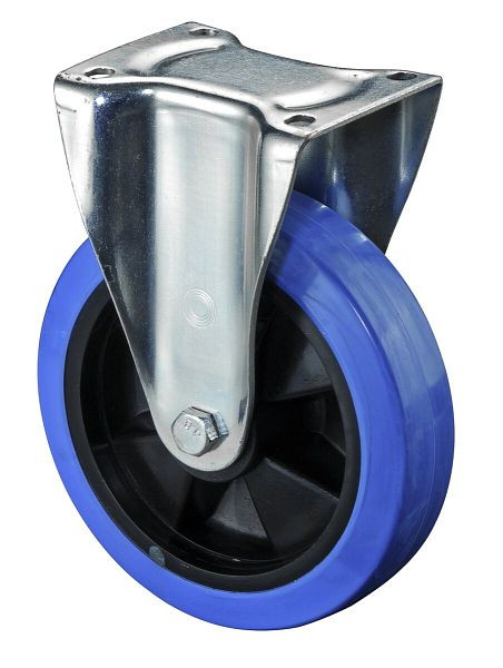 BS Rolls Zwaarlastwiel, bokwiel, wielbreedte 50 mm, wiel-Ø 200 mm, draagvermogen 400 kg, blauwe elastische banden, kunststof, rollager, N110.B61.200