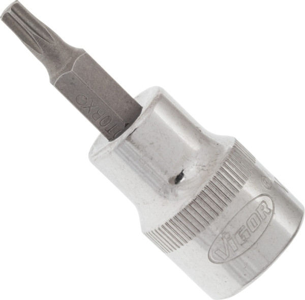 VIGOR TORX® schroevendraaierbit, hol vierkant 10 mm (3/8 inch), binnen TORX® profiel, T20, lengte: 49 mm, voor handbediening, V2302N