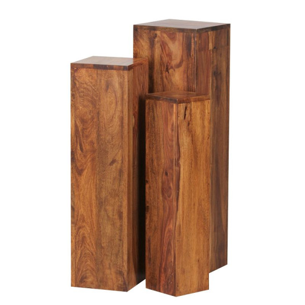 Wohnling bijzettafel set van 3 massief hout 24,5x85x24,5 cm Sheesham tafels, WL1.566