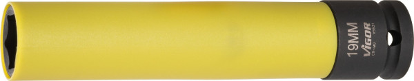 VIGOR slagmoersleuteldop, 150 mm, hol vierkant 12,5 mm (1/2 inch), buitenzeskantprofiel, 19 mm, V5931