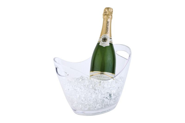 APS wijn/champagnekoeler, 27 x 20 cm, hoogte: 21 cm, MS, glashelder, 3 liter, met 2 zijopeningen, voor één fles, 36052