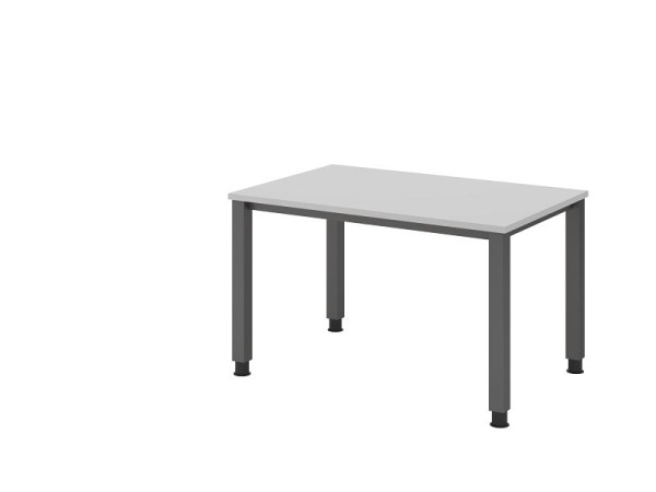 Hammerbacher bureau QS12, 120 x 80 cm, blad: grijs, 25 mm dik, 4-poots frame in grafiet (vergelijkbaar met RAL 7012), werkhoogte 68-83,5 cm, VQS12/5/G