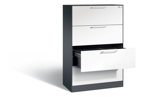 C+P hangarchiefkast Asisto, H1310xB800xD435mm, kleur: zwartgrijs/verkeerswit, beugelgreep, 146023-412 S10102