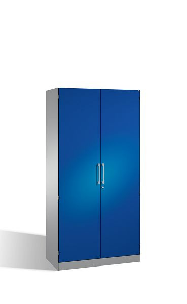C+P vleugeldeurkast Asisto, H1980xB1000xD435mm, kleur: wit aluminium / gentiaanblauw, beugelgreep, 5 niveaus, 141002-000 S10101