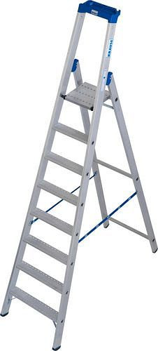 Krause trapladder van aluminium, inclusief plank en emmerhaak, 8 treden R 13, 307636