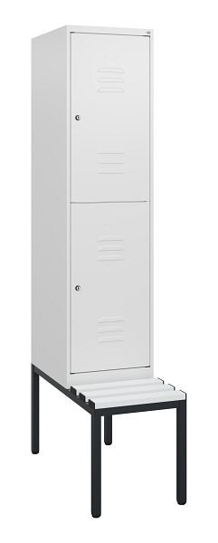 C+P dubbeldekskast Classic PLUS, 1950x400x815mm, 9016/9016, cilindersloten, met zitbank eronder, 0803505-12 S10089