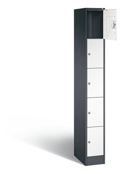 C+P lockerkast serie 8070, H1950xB240xD480mm, kleur: zwartgrijs / verkeerswit, 80700-10 S10415