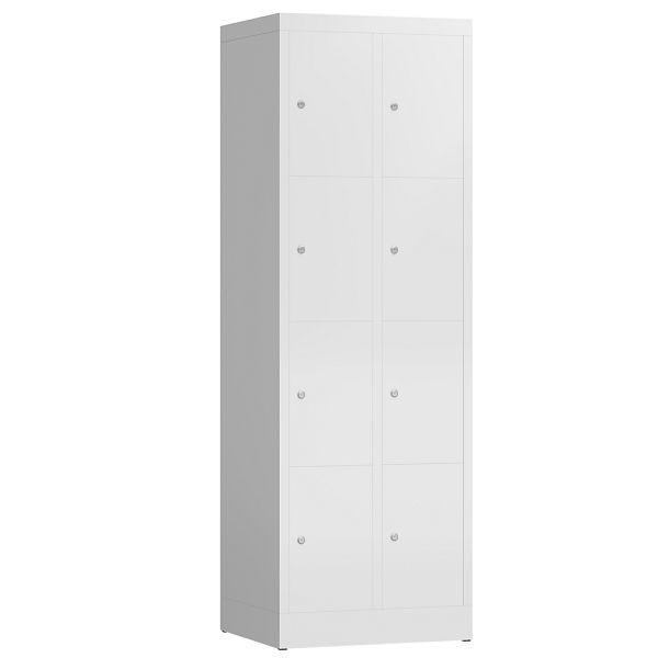 Lüllmann ClassiX lockerkast, 2 compartimenten met elk 4 compartimenten, 1800 x 590 x 500 mm, signaalwit, X-520427